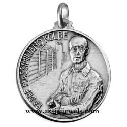 Medaglia di S. Massimiliano Kolbe argento 925