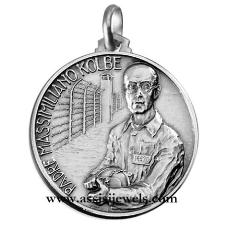 Medaglia di S. Massimiliano Kolbe argento 925