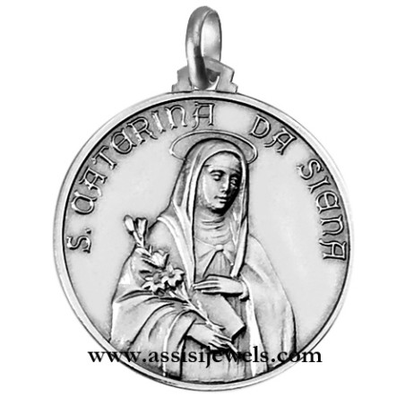 925 sterling silver Saint Catherine from Siena medal