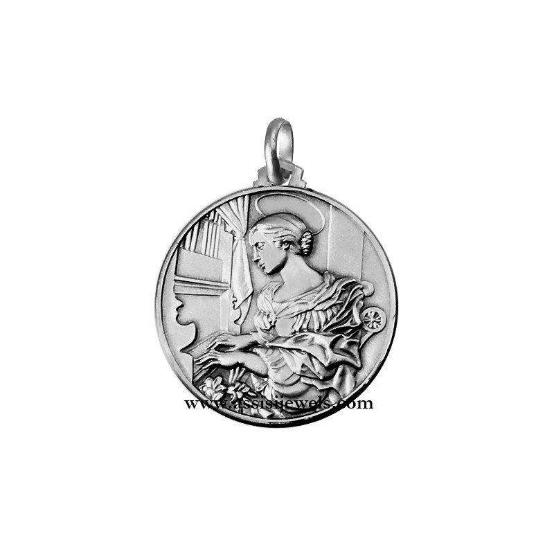 925 sterling silver Saint Cecilia medal