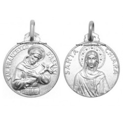 Medaglia di S. Francesco e S. Chiara argento 925