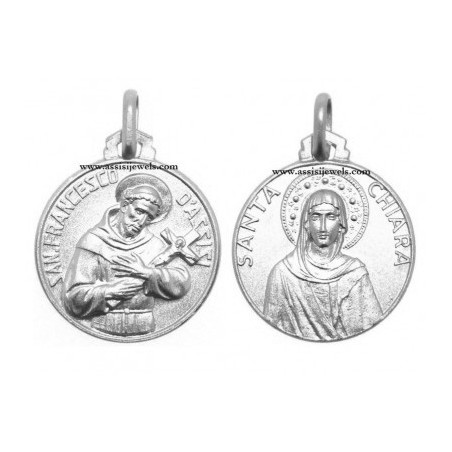 Medaglia di S. Francesco e S. Chiara argento 925
