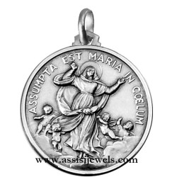 925 sterling silver Virgin Mary assumed into Heaven medal