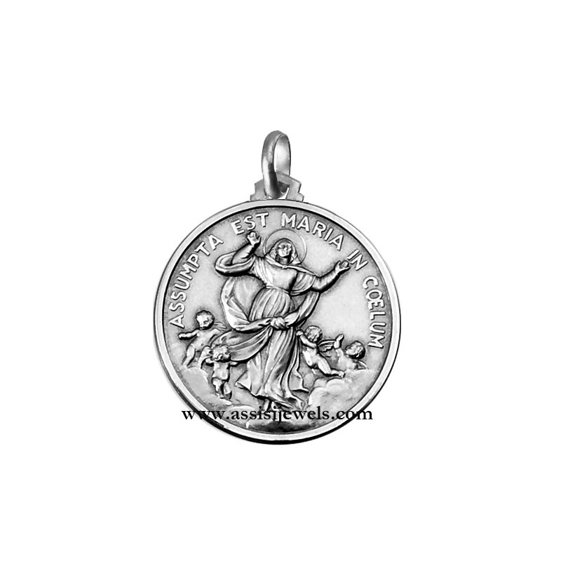 925 sterling silver Virgin Mary assumed into Heaven medal