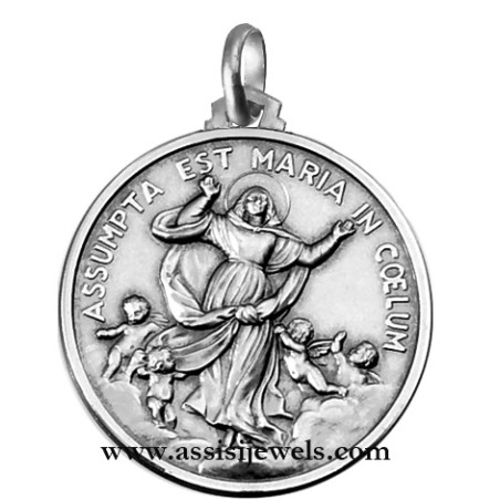 925 sterling silver Virgin Mary assumed into Heaven medal