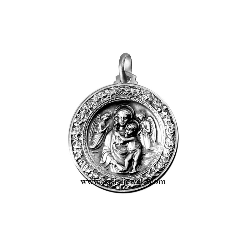 925 sterling silver Madonna della robbia medal