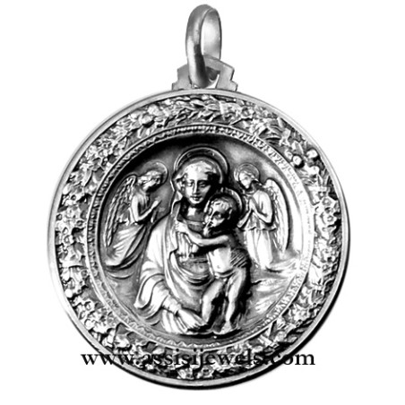 925 sterling silver Madonna della robbia medal