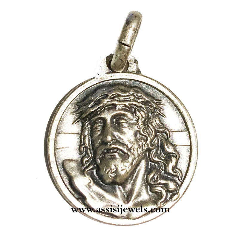 925 sterling silver Crucified Christ face medal