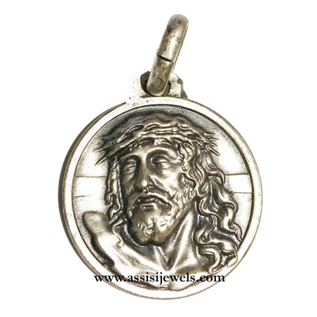Medaglia volto Cristo Crocifisso argento 925
