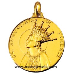 18 kt gold Our Lady of the Annunciation medal