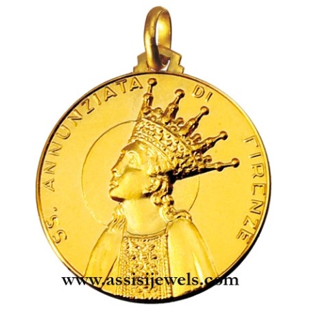 18 kt gold Our Lady of the Annunciation medal