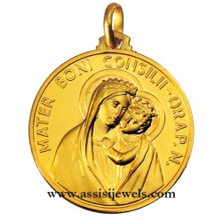 18 kt gold Our Lady of good counsel medal