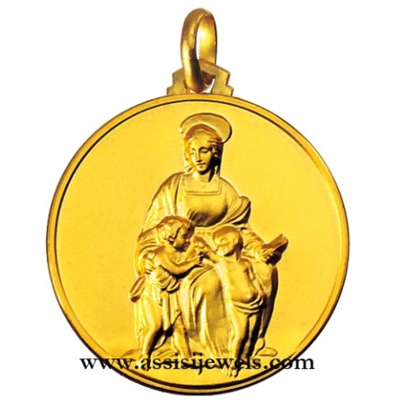 Medaglia Madonna del Cardellino oro 18 kt