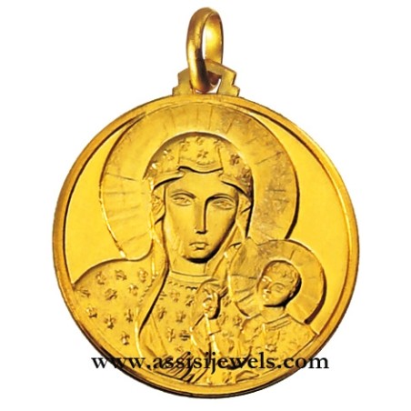 18 kt gold Madonna of Ceztokowa medal