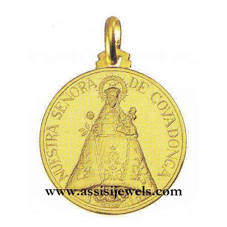 18 kt gold Virgin of Covadonga medal