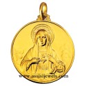 18 kt gold heart of Mary medal