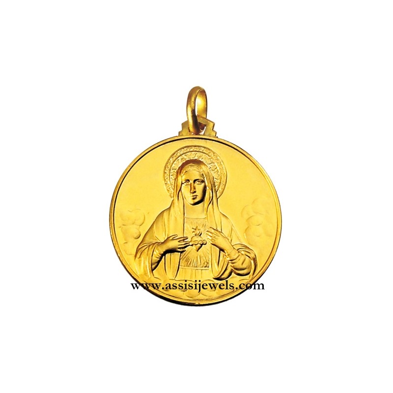 Medaglia cuor di Maria oro 18 kt