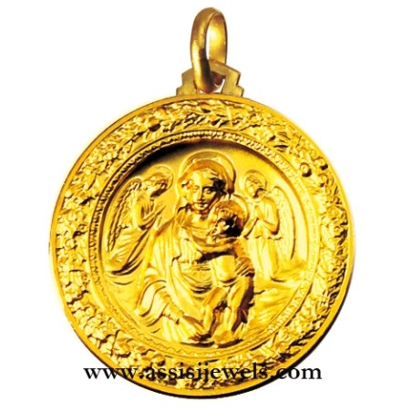 18 kt gold Madonna della robbia medal