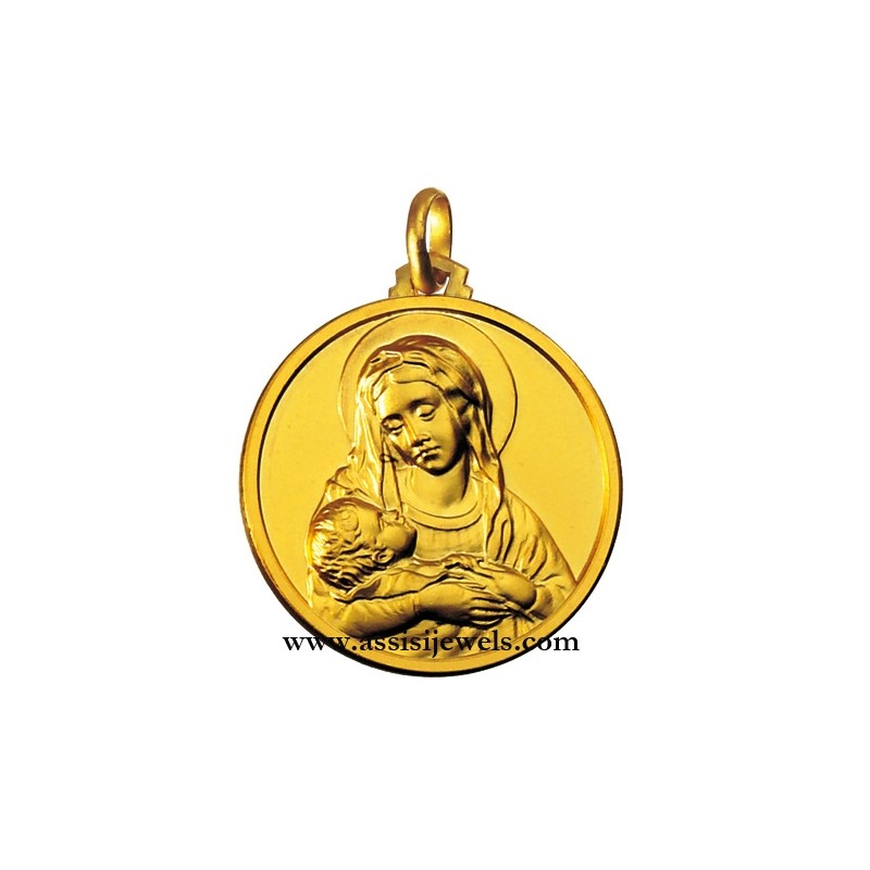 18 kt gold Our Lady of divine provvidence medal