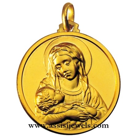 18 kt gold Our Lady of divine provvidence medal