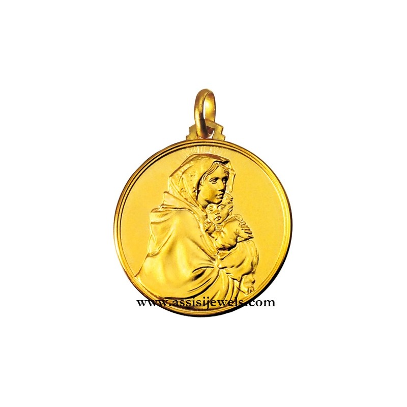 18 kt gold Madonna of ferruzzi medal