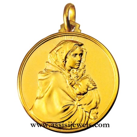 18 kt gold Madonna of ferruzzi medal
