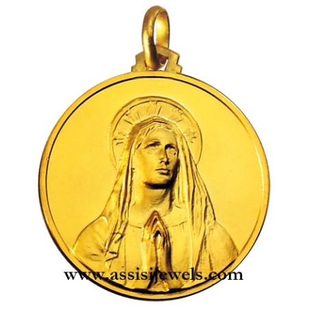 Medaglia Madonna di Lourdes oro 18 kt