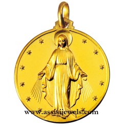 Medaglia Madonna miracolosa oro 18 kt