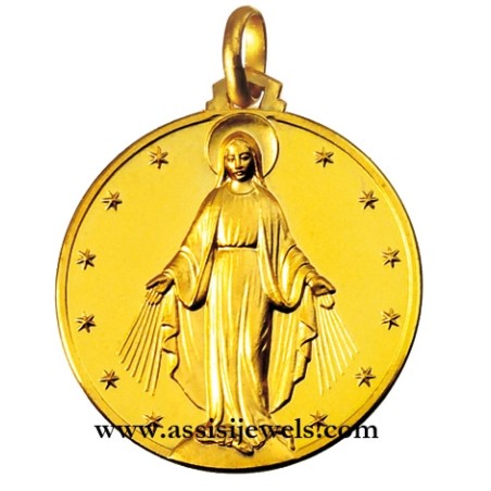 Medaglia Madonna miracolosa oro 18 kt