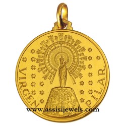18 kt gold Our Lady of Pilar medal