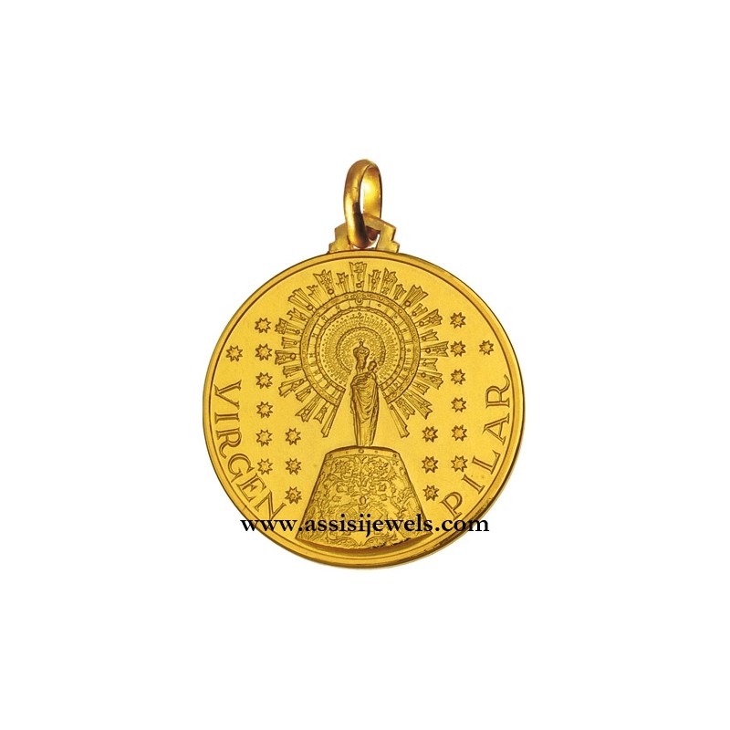 18 kt gold Our Lady of Pilar medal