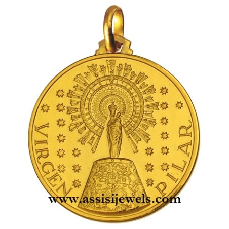 18 kt gold Our Lady of Pilar medal