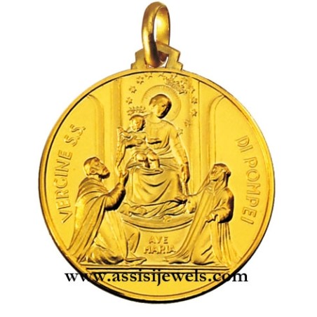 18 kt gold Our Lady of Pompei medal