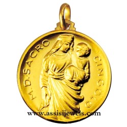 18 kt gold Our Lady of the sacred belt medal