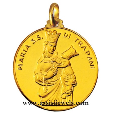 18 kt gold Madonna of Trapani medal