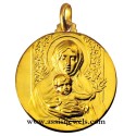 18 kt gold Madonna with olive medal