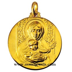 Medaglia Madonna con ulivo oro 18 kt