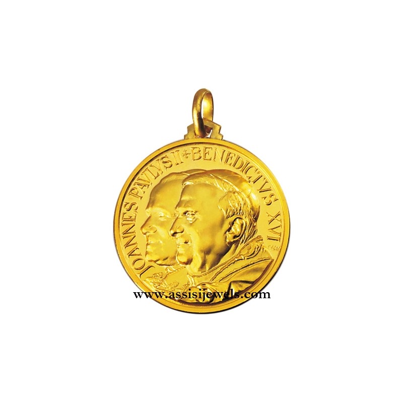 18 kt gold two Popes medal