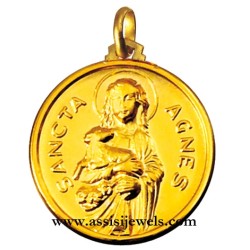 Medaglia di S. Agnese oro 18 kt
