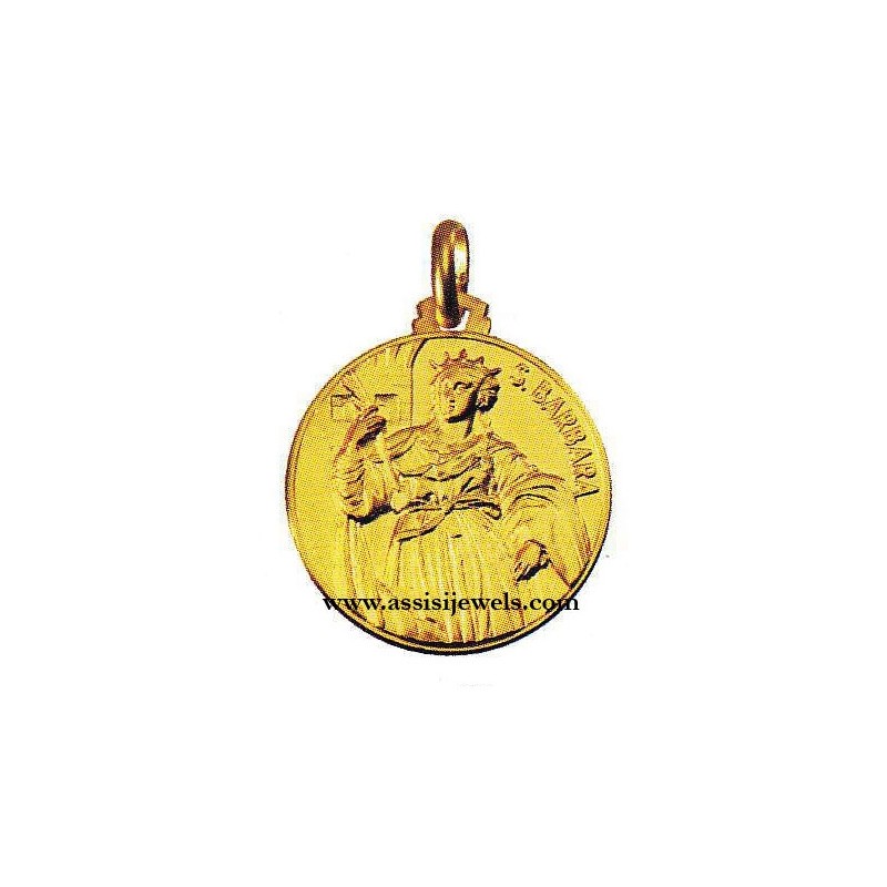 18 kt gold Saint Barbara medal