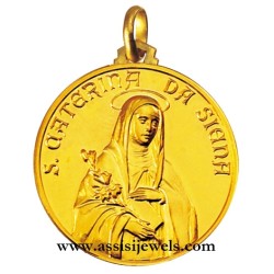 Medaglia di S. Caterina da Siena oro 18 kt