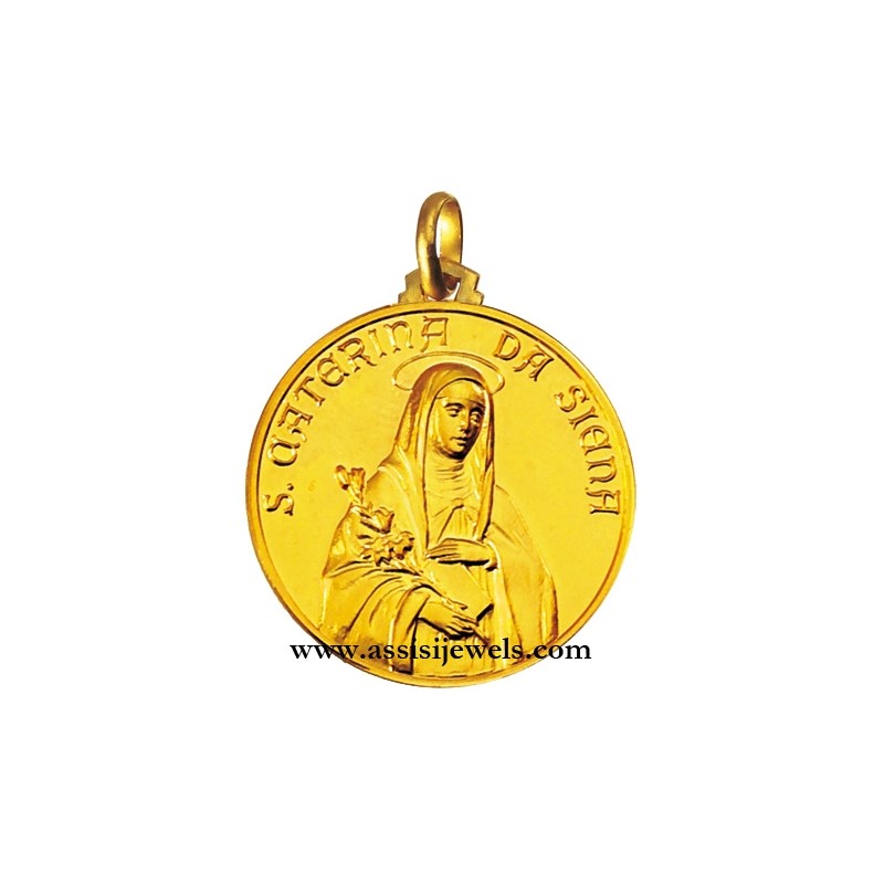 Medaglia di S. Caterina da Siena oro 18 kt