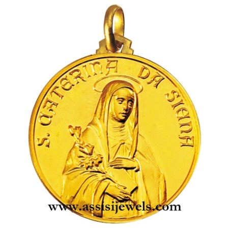 Medaglia di S. Caterina da Siena oro 18 kt