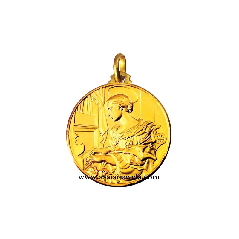 18 kt gold Saint Cecilia medal