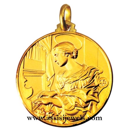 Medaglia di Santa Cecilia oro 18 kt