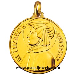 18 kt gold Saint Elizabeth ann Seton medal