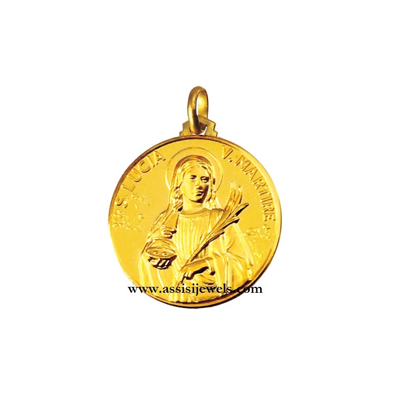 18 kt gold Saint Lucy medal
