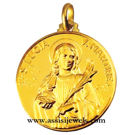 18 kt gold Saint Lucy medal
