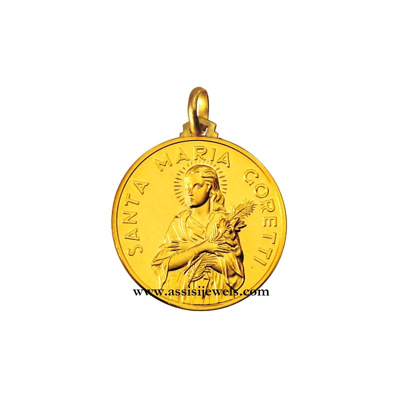 18 kt gold Saint Mary Goretti medal