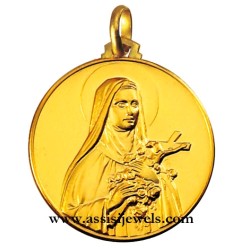 18 kt gold Saint Teresa medal